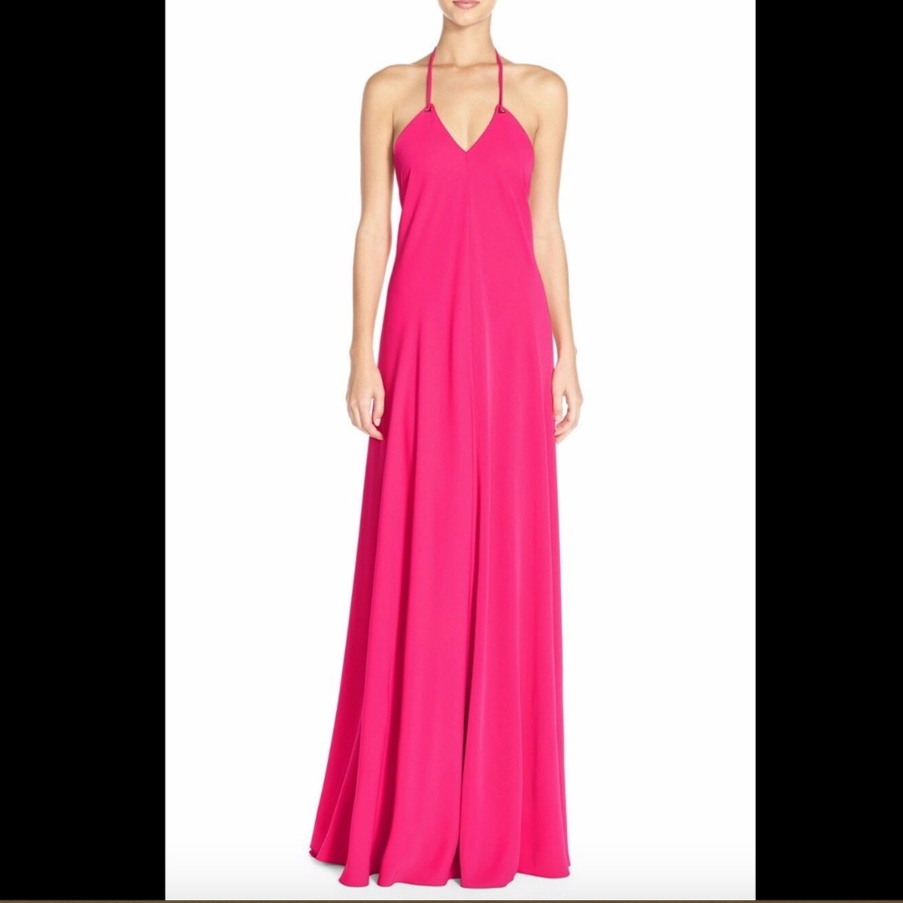 NWT $328 Jill Jill Stuart Halter‎ Crepe Gown Peony